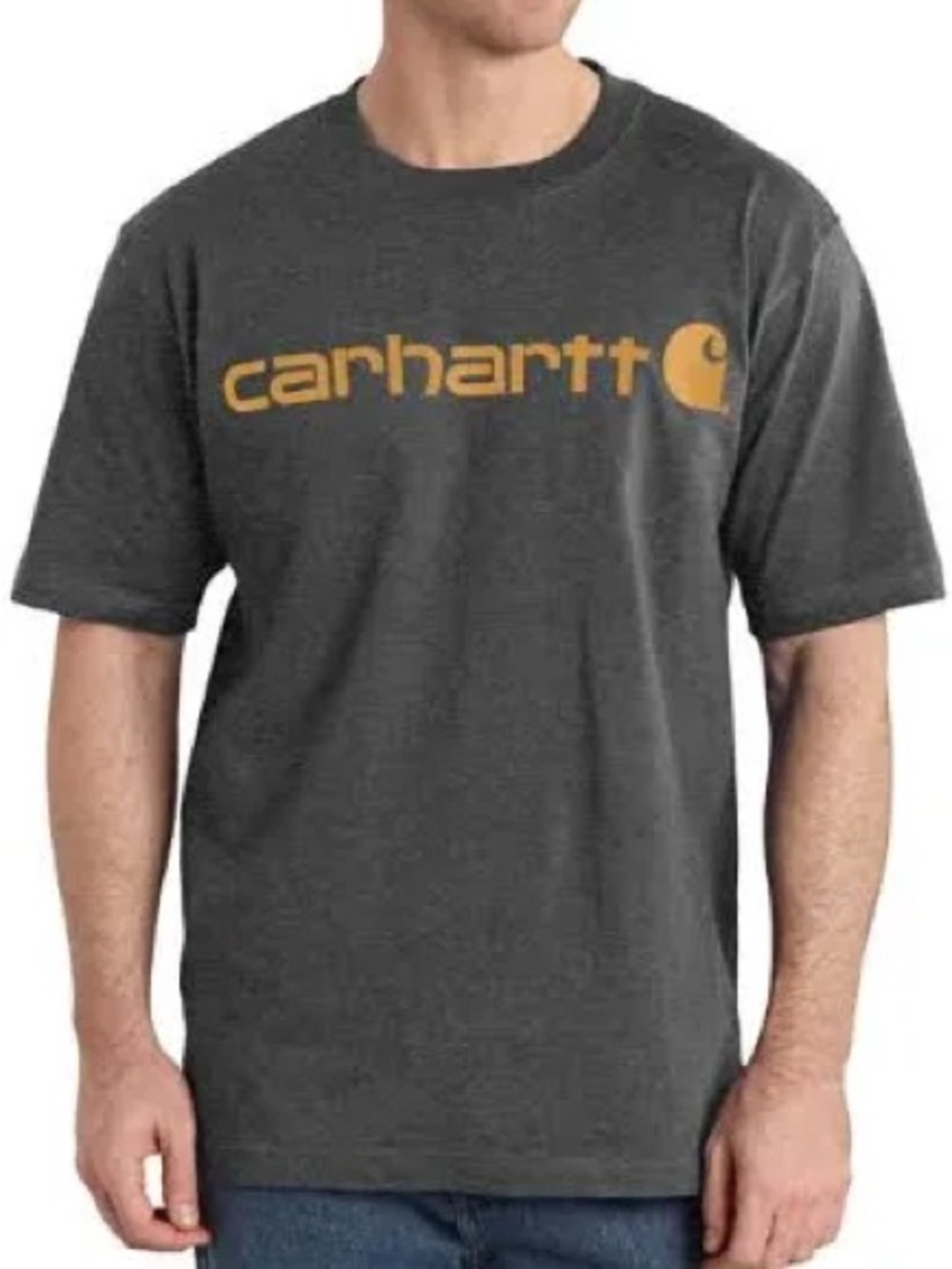 Carhartt Men 2XL Loose Fit Heavyweight Graphic Logo T-Shirt Carbon Heather Gray